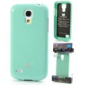 CUSTODIA GEL TPU SILICONE per SAMSUNG I9190 GALAXY S4 MINI COLORE VERDE ACQUA LUCIDO CON GLITTER ALTA QUALITA' MERCURY BLISTER