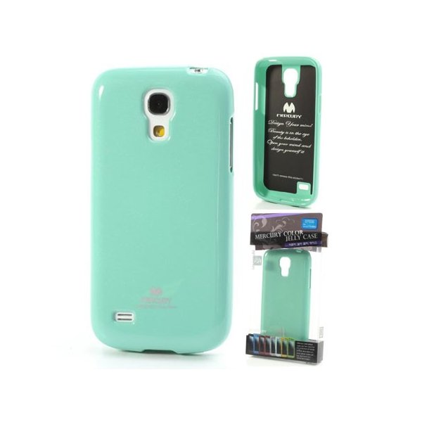 CUSTODIA GEL TPU SILICONE per SAMSUNG I9190 GALAXY S4 MINI COLORE VERDE ACQUA LUCIDO CON GLITTER ALTA QUALITA' MERCURY BLISTER