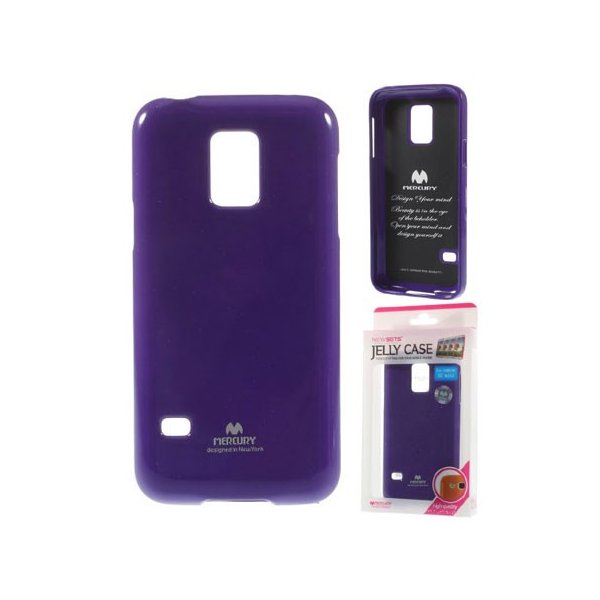 CUSTODIA GEL TPU SILICONE per SAMSUNG G800 GALAXY S5 MINI COLORE VIOLA LUCIDO CON GLITTER ALTA QUALITA' MERCURY BLISTER