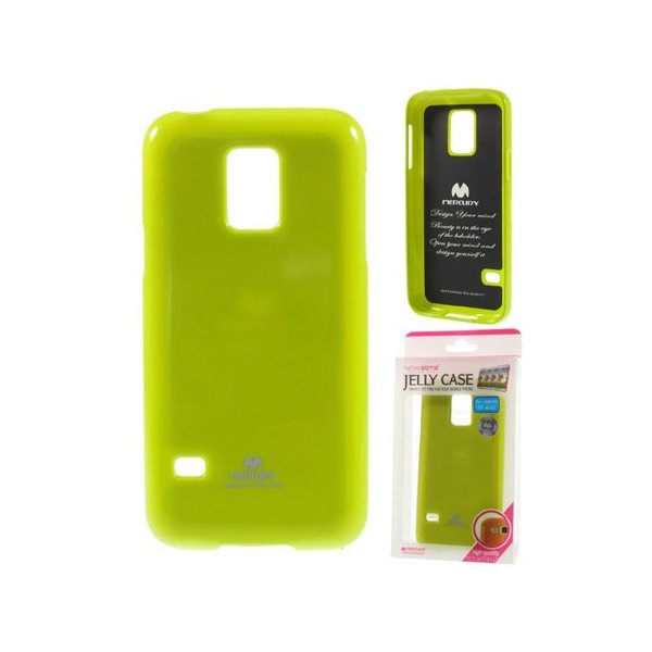 CUSTODIA GEL TPU SILICONE per SAMSUNG G800 GALAXY S5 MINI COLORE VERDE LUCIDO CON GLITTER ALTA QUALITA' MERCURY BLISTER