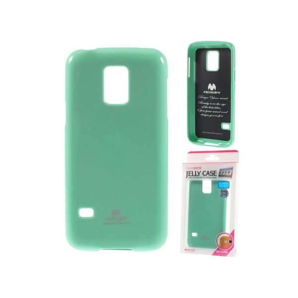 CUSTODIA GEL TPU SILICONE per SAMSUNG G800 GALAXY S5 MINI COLORE VERDE ACQUA LUCIDO CON GLITTER ALTA QUALITA' MERCURY BLISTER