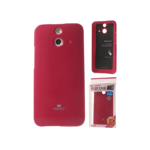 CUSTODIA GEL TPU SILICONE per HTC ONE E8 COLORE FUCSIA LUCIDO CON GLITTER ALTA QUALITA' MERCURY BLISTER