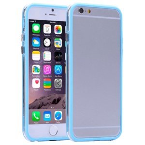 CUSTODIA GEL TPU SILICONE BUMPER per APPLE IPHONE 6, IPHONE 6S 4.7" POLLICI COLORE AZZURRO-TRASPARENTE-AZZURRO