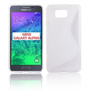 CUSTODIA GEL TPU SILICONE DOUBLE per SAMSUNG G850 GALAXY ALPHA COLORE BIANCO-TRASPARENTE