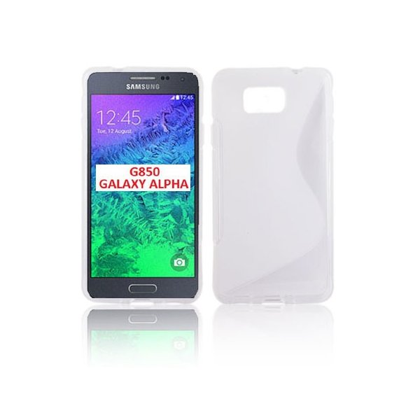 CUSTODIA GEL TPU SILICONE DOUBLE per SAMSUNG G850 GALAXY ALPHA COLORE BIANCO-TRASPARENTE