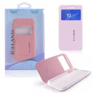 CUSTODIA FLIP ORIZZONTALE per SONY XPERIA Z3 COMPACT D5803, D5833 CON STAND E FINESTRA ID COLORE ROSA ICELAND II