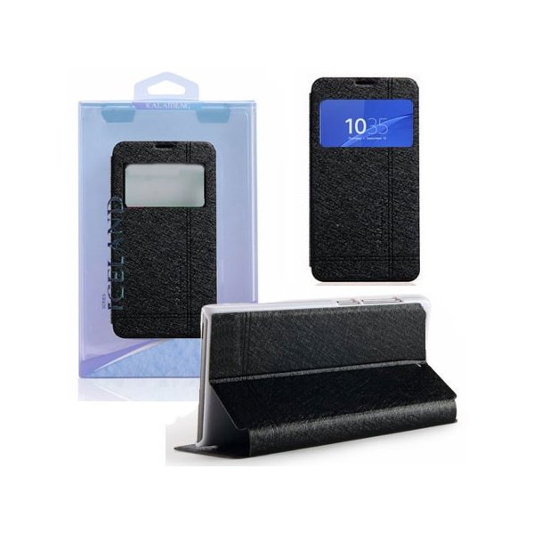 CUSTODIA FLIP ORIZZONTALE per SONY XPERIA Z3 CON STAND E FINESTRA ID COLORE NERO ICELAND II