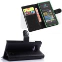 CUSTODIA FLIP ORIZZONTALE PELLE per NOKIA LUMIA 730 DUAL SIM, LUMIA 735 CON STAND E TASCHE PORTA CARTE  COLORE NERO