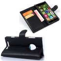 CUSTODIA FLIP ORIZZONTALE PELLE per NOKIA LUMIA 830 CON STAND, TASCHE PORTA CARTE E CHIUSURA MAGNETICA COLORE NERO