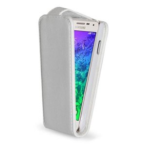 CUSTODIA FLIP VERTICALE PELLE per SAMSUNG G850 GALAXY ALPHA COLORE BIANCO