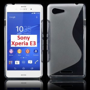 CUSTODIA GEL TPU SILICONE DOUBLE per SONY XPERIA E3 COLORE BIANCO-TRASPARENTE