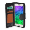 CUSTODIA FLIP ORIZZONTALE PELLE per SAMSUNG G850 GALAXY ALPHA CON TASCHE PORTA CARTE COLORE NERO