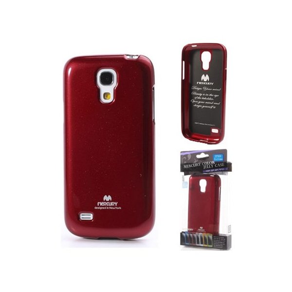 CUSTODIA GEL TPU SILICONE per SAMSUNG I9190 GALAXY S4 MINI COLORE ROSSO LUCIDO CON GLITTER ALTA QUALITA' MERCURY BLISTER