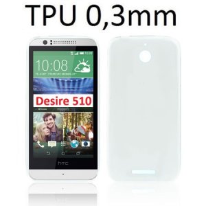 CUSTODIA GEL TPU SILICONE ULTRA SLIM 0,3mm per HTC DESIRE 510 COLORE BIANCO TRASPARENTE