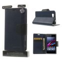 CUSTODIA FLIP ORIZZONTALE PELLE per SONY XPERIA Z1 CON INTERNO IN TPU SILICONE E STAND BLU SONATA BLISTER