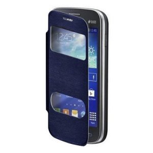 CUSTODIA FLIP ORIZZONTALE per SAMSUNG S7270 GALAXY ACE 3 CON DOPPIA FINESTRA IDENTIFICATIVO CHIAMANTE COLORE BLU