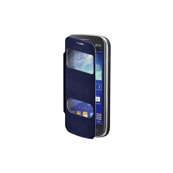 CUSTODIA FLIP ORIZZONTALE per SAMSUNG S7270 GALAXY ACE 3 CON DOPPIA FINESTRA IDENTIFICATIVO CHIAMANTE COLORE BLU