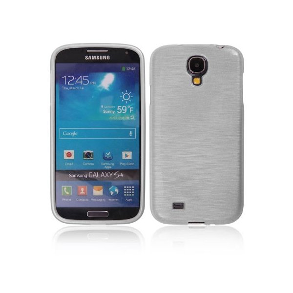 CUSTODIA TPU SILICONE per SAMSUNG I9500 GALAXY S4, I9502, I9505 COLORE BIANCO EFFETTO METALLICO