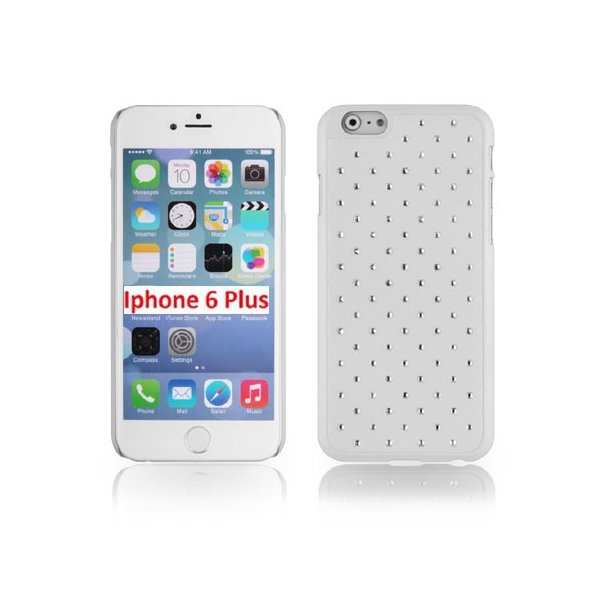 CUSTODIA RIGIDA CON BRILLANTINI per APPLE IPHONE 6 PLUS, IPHONE 6S PLUS 5.5" POLLICI COLORE BIANCO