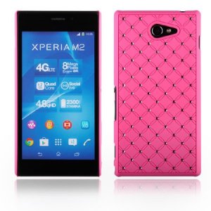 CUSTODIA BACK RIGIDA CON BRILLANTINI per SONY XPERIA M2 COLORE ROSA