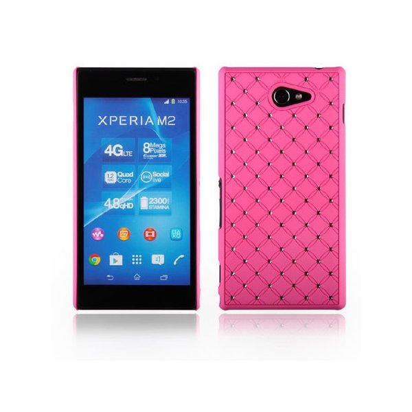 CUSTODIA BACK RIGIDA CON BRILLANTINI per SONY XPERIA M2 COLORE ROSA