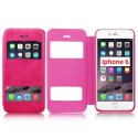 CUSTODIA FLIP ORIZZONTALE per APPLE IPHONE 6, IPHONE 6S 4.7" POLLICI CON DOPPIA FINESTRA IDENTIFICATIVO CHIAMANTE COLORE ROSA