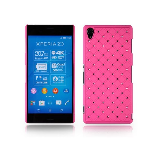 CUSTODIA BACK RIGIDA CON BRILLANTINI per SONY XPERIA Z3 COLORE ROSA