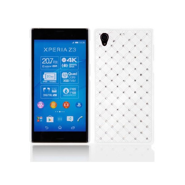 CUSTODIA BACK RIGIDA CON BRILLANTINI per SONY XPERIA Z3 COLORE BIANCO