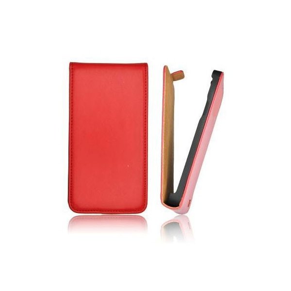 CUSTODIA FLIP VERTICALE SLIM PELLE per SAMSUNG G355 GALAXY CORE 2 DUOS COLORE ROSSO