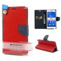 CUSTODIA FLIP ORIZZONTALE per SONY XPERIA Z3 COMPACT CON INTENO IN TPU, STAND E PORTA CARTE ROSSO FANCY DIARY BLISTER MERCURY