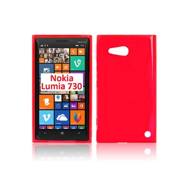 CUSTODIA GEL TPU SILICONE LUCIDA per NOKIA LUMIA 730 DUAL SIM, LUMIA 735 COLORE ROSSO