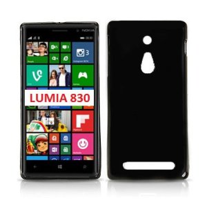 CUSTODIA GEL TPU SILICONE LUCIDA per NOKIA LUMIA 830 COLORE NERO