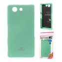 CUSTODIA GEL TPU SILICONE per SONY XPERIA Z3 COMPACT COLORE VERDE ACQUA LUCIDO CON GLITTER ALTA QUALITA' MERCURY BLISTER