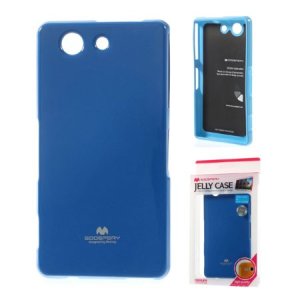 CUSTODIA GEL TPU SILICONE per SONY XPERIA Z3 COMPACT COLORE BLU LUCIDO CON GLITTER ALTA QUALITA' MERCURY BLISTER