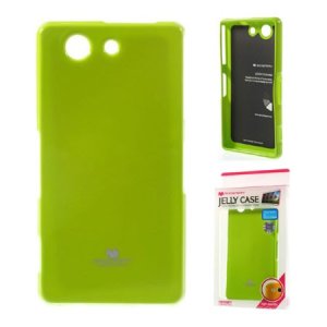 CUSTODIA GEL TPU SILICONE per SONY XPERIA Z3 COMPACT COLORE VERDE LUCIDO CON GLITTER ALTA QUALITA' MERCURY BLISTER