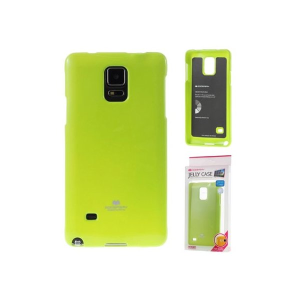 CUSTODIA GEL TPU SILICONE per SAMSUNG N910 GALAXY NOTE 4 COLORE VERDE LUCIDO CON GLITTER ALTA QUALITA' MERCURY BLISTER