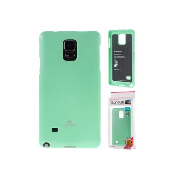 CUSTODIA GEL TPU SILICONE per SAMSUNG N910 GALAXY NOTE 4 COLORE VERDE ACQUA LUCIDO CON GLITTER ALTA QUALITA' MERCURY BLISTER