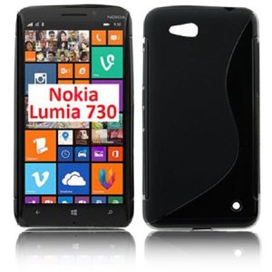 CUSTODIA GEL TPU SILICONE DOUBLE per NOKIA LUMIA 730 DUAL SIM, LUMIA 735 COLORE NERO