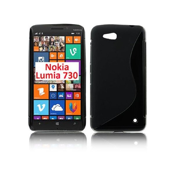 CUSTODIA GEL TPU SILICONE DOUBLE per NOKIA LUMIA 730 DUAL SIM, LUMIA 735 COLORE NERO