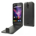 CUSTODIA FLIP VERTICALE PELLE per WIKO WAX COLORE NERO