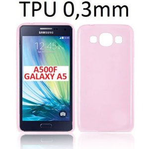 CUSTODIA GEL TPU SILICONE ULTRA SLIM 0,3mm per SAMSUNG SM-A500 GALAXY A5 (NO VERSIONE 2016) COLORE ROSA TRASPARENTE