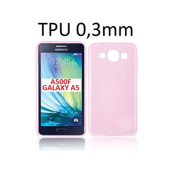 CUSTODIA GEL TPU SILICONE ULTRA SLIM 0,3mm per SAMSUNG SM-A500 GALAXY A5 (NO VERSIONE 2016) COLORE ROSA TRASPARENTE