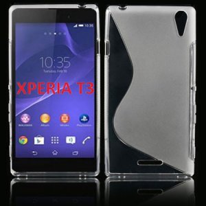 CUSTODIA GEL TPU SILICONE DOUBLE per SONY XPERIA T3 D5102, D5103, D5106 COLORE BIANCO TRASPARENTE