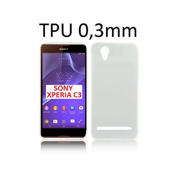 CUSTODIA GEL TPU SILICONE ULTRA SLIM 0,3mm per SONY XPERIA C3 D2533, XPERIA C3 DUAL SIM D2502  COLORE BIANCO TRASPARENTE