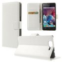 CUSTODIA FLIP ORIZZONTALE PELLE per WIKO HIGHWAY CON TASCHE PORTA CARTE E STAND COLORE BIANCO