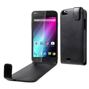 CUSTODIA FLIP VERTICALE PELLE per WIKO LENNY COLORE NERO