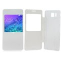 CUSTODIA FLIP ORIZZONTALE PELLE ULTRA SLIM per SAMSUNG G850 GALAXY ALPHA  CON FINESTRA IDENTIFICATIVO CHIAMANTE COLORE BIANCO