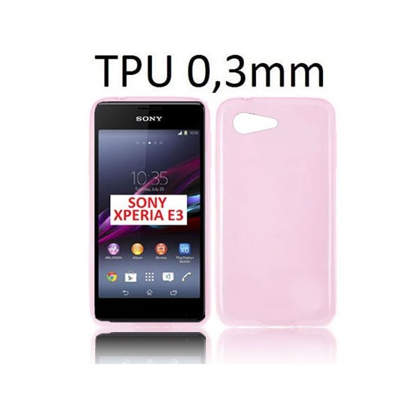 CUSTODIA GEL TPU SILICONE ULTRA SLIM 0,3mm per SONY XPERIA E3 COLORE ROSA TRASPARENTE