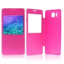 CUSTODIA FLIP ORIZZONTALE PELLE ULTRA SLIM per SAMSUNG G850 GALAXY ALPHA  CON FINESTRA IDENTIFICATIVO CHIAMANTE COLORE ROSA