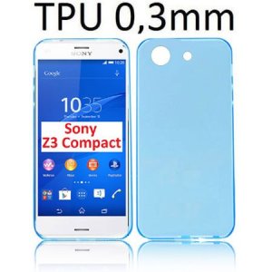 CUSTODIA GEL TPU SILICONE ULTRA SLIM 0,3mm per SONY XPERIA Z3 COMPACT D5803, D5833 COLORE AZZURRO TRASPARENTE